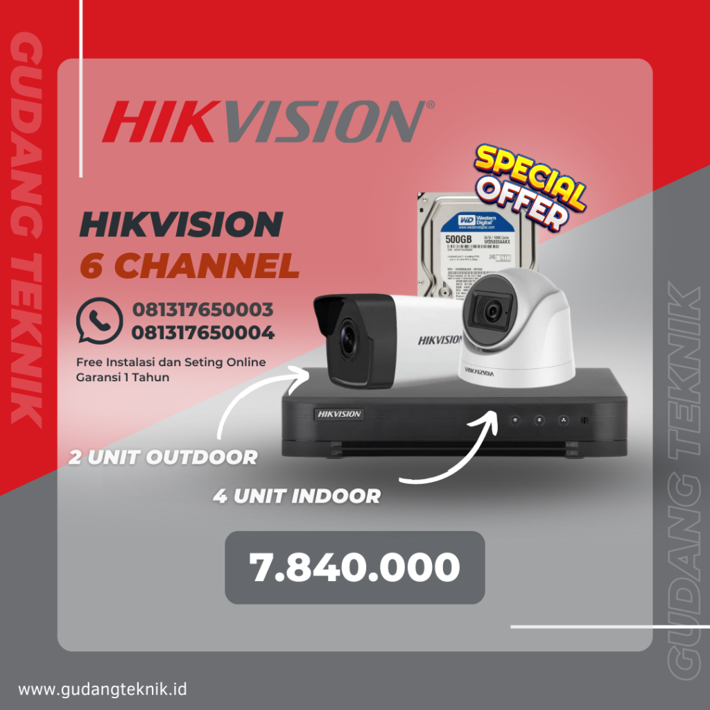 Paket CCTV Hikvision 6 Channel
