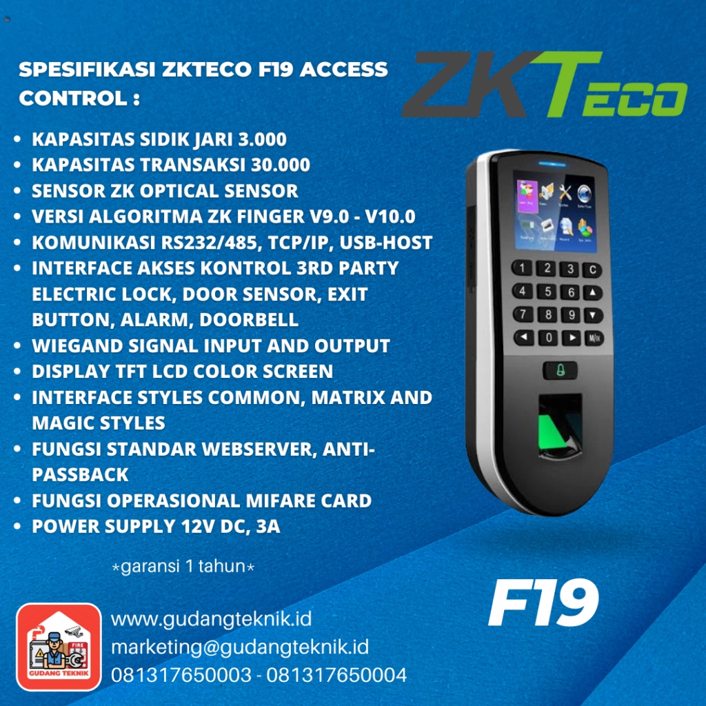 Access Control ZKTECO F19